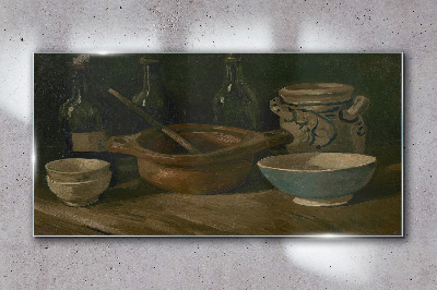 Tableau verre imprimé Nature morte aux vases