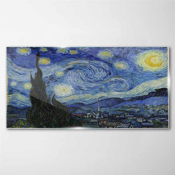Tableau verre imprimé Nuit étoilée sur le Rhône