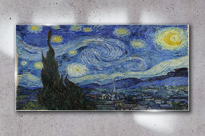 Tableau verre imprimé Nuit étoilée sur le Rhône