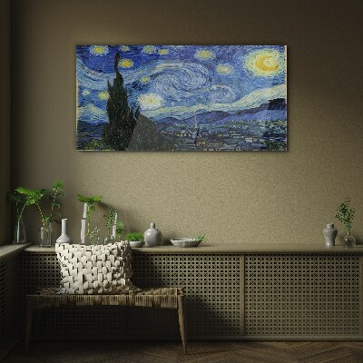 Tableau verre imprimé Nuit étoilée sur le Rhône