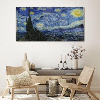 Tableau verre imprimé Nuit étoilée sur le Rhône