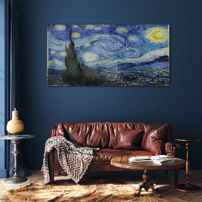 Tableau verre imprimé Nuit étoilée sur le Rhône