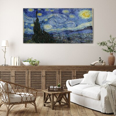 Tableau verre imprimé Nuit étoilée sur le Rhône
