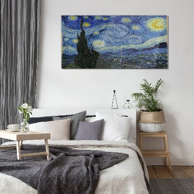 Tableau verre imprimé Nuit étoilée sur le Rhône