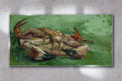 Tableau en verre Un crabe couché sur le dos