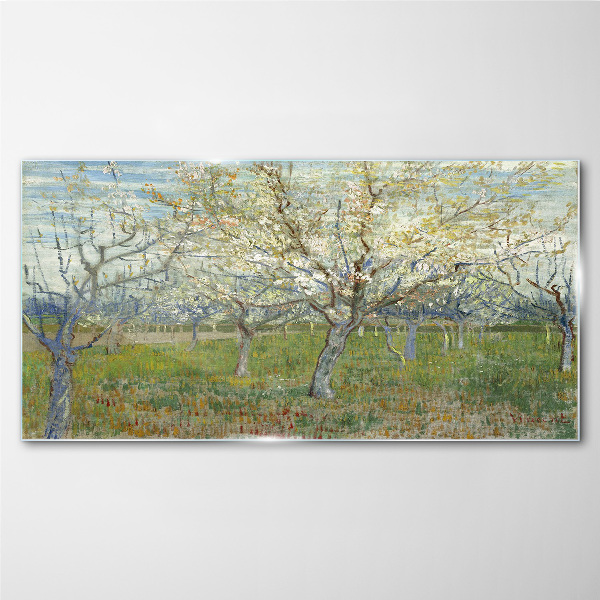 Tableau en verre Arbres en fleurs au soleil du printemps