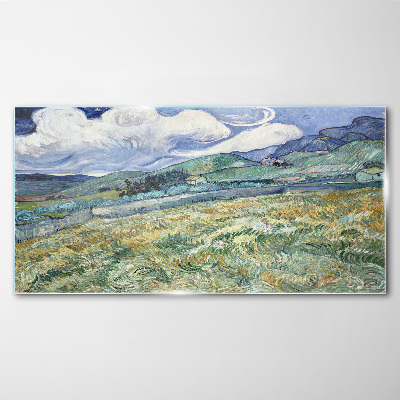 Tableau sur verre Une vague de vert et de ciel
