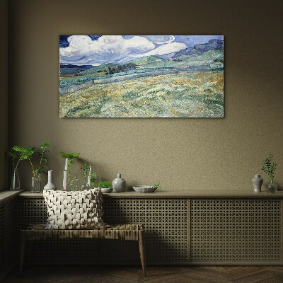 Tableau sur verre Une vague de vert et de ciel