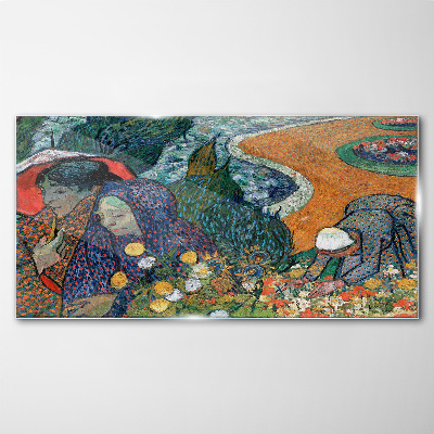 Tableau photo sur verre Les femmes dans le jardin
