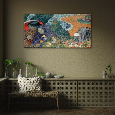 Tableau photo sur verre Les femmes dans le jardin