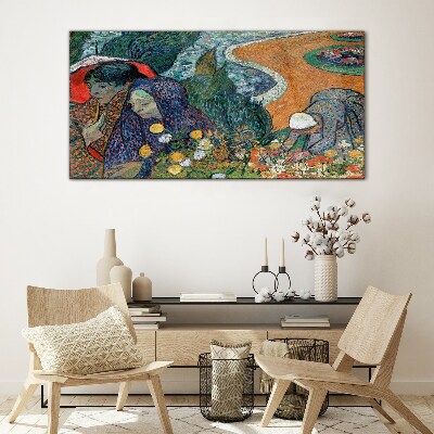 Tableau photo sur verre Les femmes dans le jardin