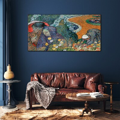 Tableau photo sur verre Les femmes dans le jardin