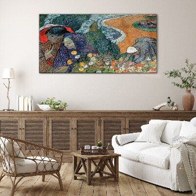 Tableau photo sur verre Les femmes dans le jardin