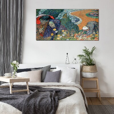 Tableau photo sur verre Les femmes dans le jardin
