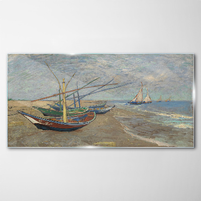 Tableau en verre Bateaux sur la plage