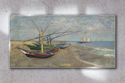 Tableau en verre Bateaux sur la plage