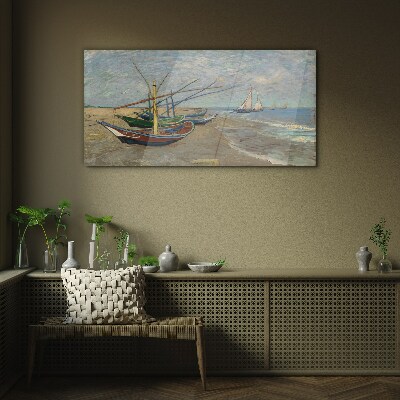 Tableau en verre Bateaux sur la plage