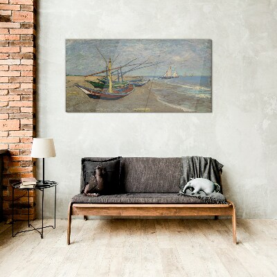 Tableau en verre Bateaux sur la plage