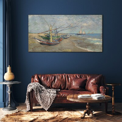 Tableau en verre Bateaux sur la plage