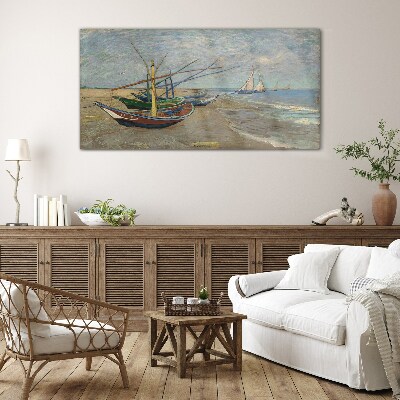 Tableau en verre Bateaux sur la plage