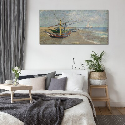 Tableau en verre Bateaux sur la plage