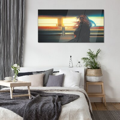 Tableau imprimé sur verre Reflets dans la lumière de la ville