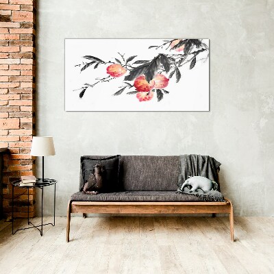 Tableau sur verre Des accents floraux dans un style délicat