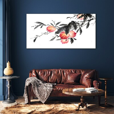 Tableau sur verre Des accents floraux dans un style délicat