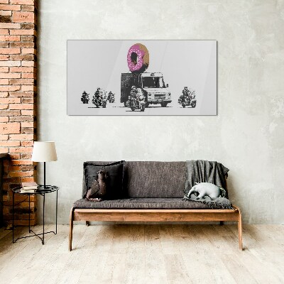 Tableau sur verre Donuts Police Banksy