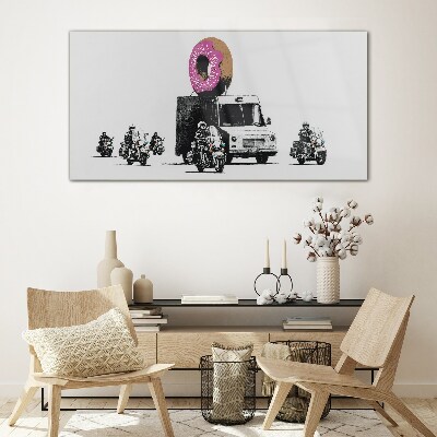 Tableau sur verre Donuts Police Banksy