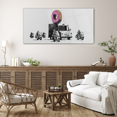 Tableau sur verre Donuts Police Banksy