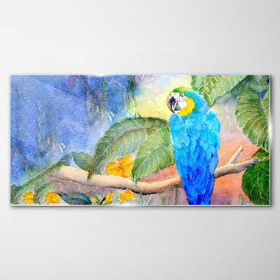 Tableau verre imprimé Perroquet tropical à l'aquarelle