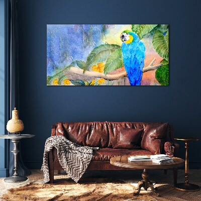 Tableau verre imprimé Perroquet tropical à l'aquarelle