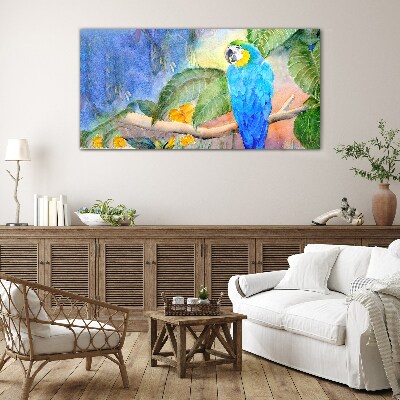 Tableau verre imprimé Perroquet tropical à l'aquarelle