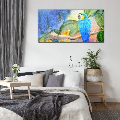Tableau verre imprimé Perroquet tropical à l'aquarelle