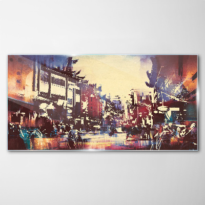 Tableau photo sur verre Paysage urbain aux couleurs de la nuit