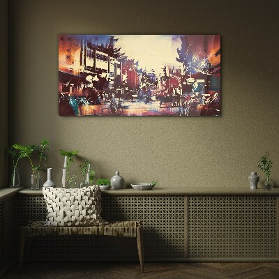 Tableau photo sur verre Paysage urbain aux couleurs de la nuit