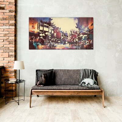 Tableau photo sur verre Paysage urbain aux couleurs de la nuit