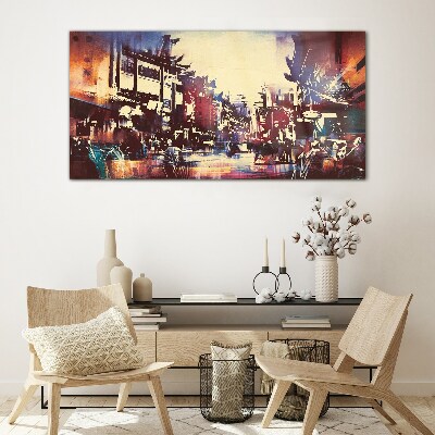 Tableau photo sur verre Paysage urbain aux couleurs de la nuit
