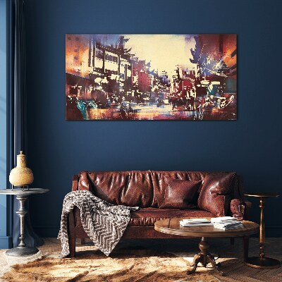 Tableau photo sur verre Paysage urbain aux couleurs de la nuit