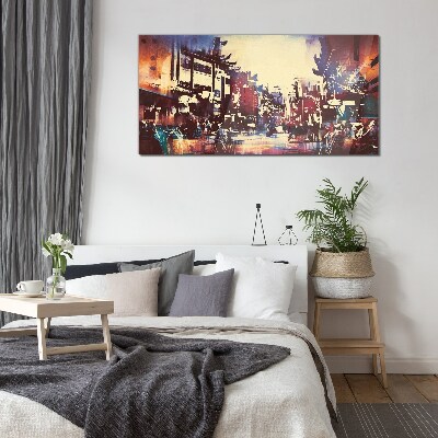 Tableau photo sur verre Paysage urbain aux couleurs de la nuit