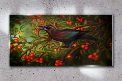 Tableau photo sur verre Un oiseau sur fond de branche fruitière