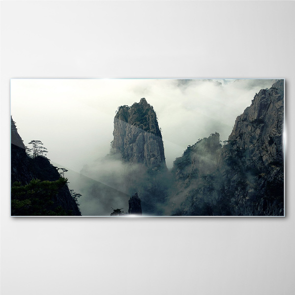 Tableau en verre Paysage de montagne brumeux