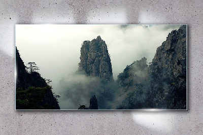 Tableau en verre Paysage de montagne brumeux
