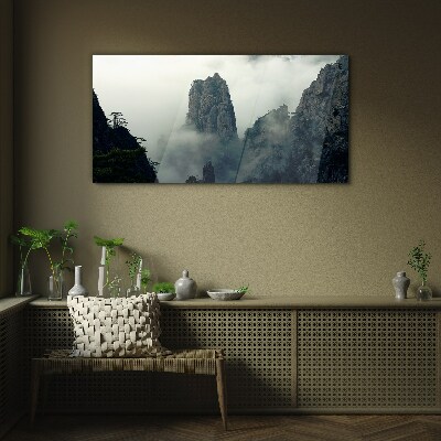 Tableau en verre Paysage de montagne brumeux