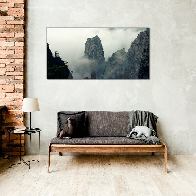 Tableau en verre Paysage de montagne brumeux