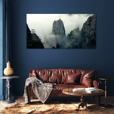 Tableau en verre Paysage de montagne brumeux