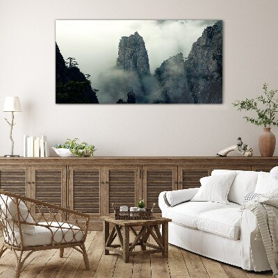Tableau en verre Paysage de montagne brumeux