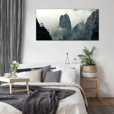 Tableau en verre Paysage de montagne brumeux