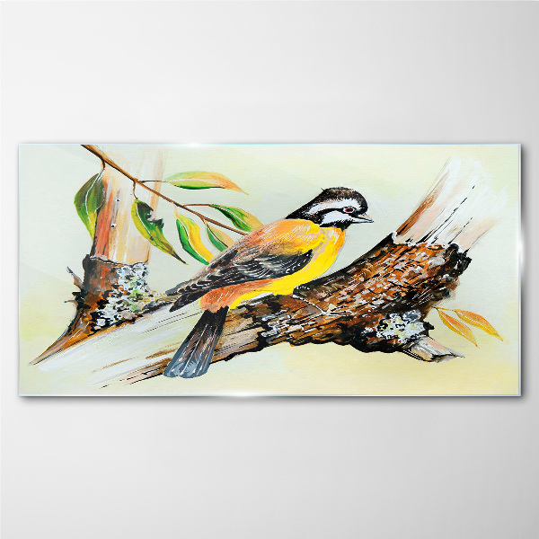 Tableau sur verre Un oiseau sur une branche